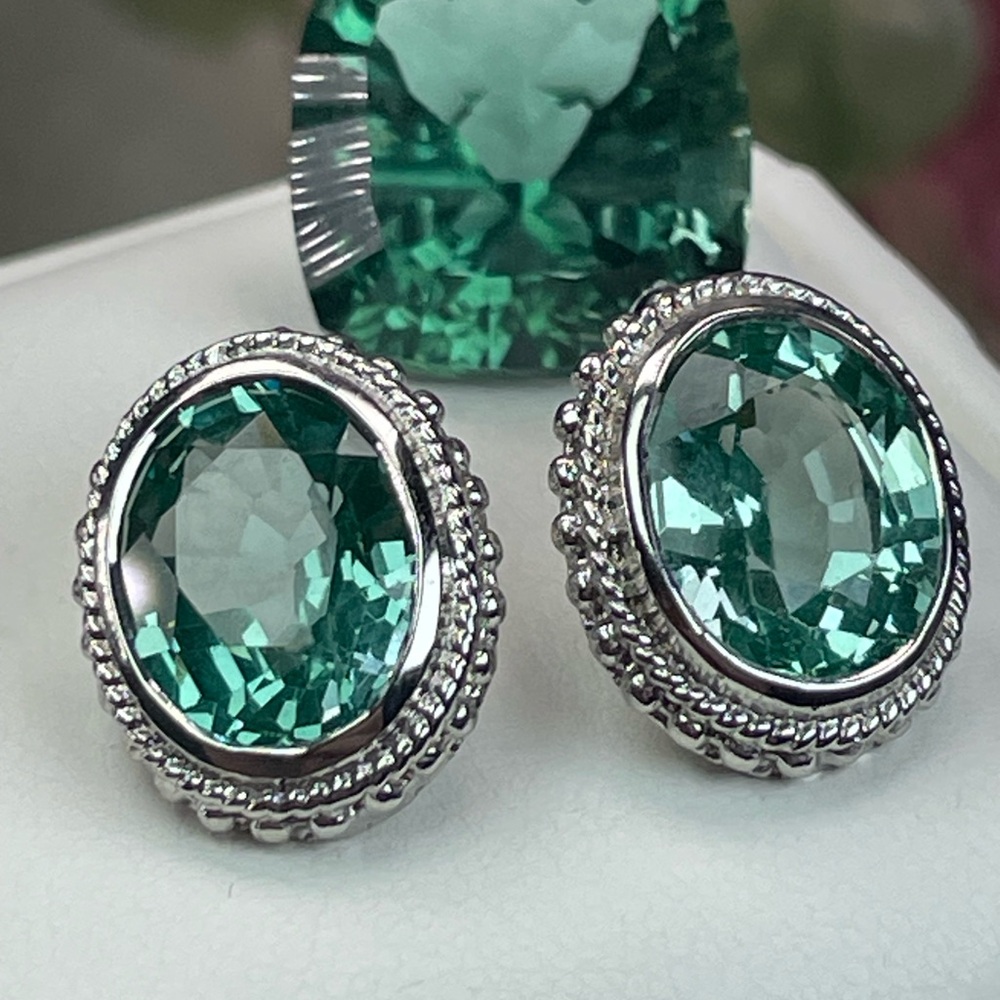 Clearance ‼️10ct Tourmaline Silver 925 Earrings Teal - Picture 10 of 12